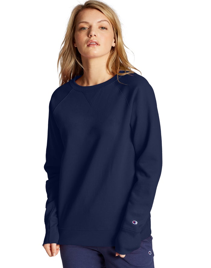 Champion Powerblend Fleece Classic Crew Sweatshirt Dames - Donkerblauw - Belgie 6315RSWLX